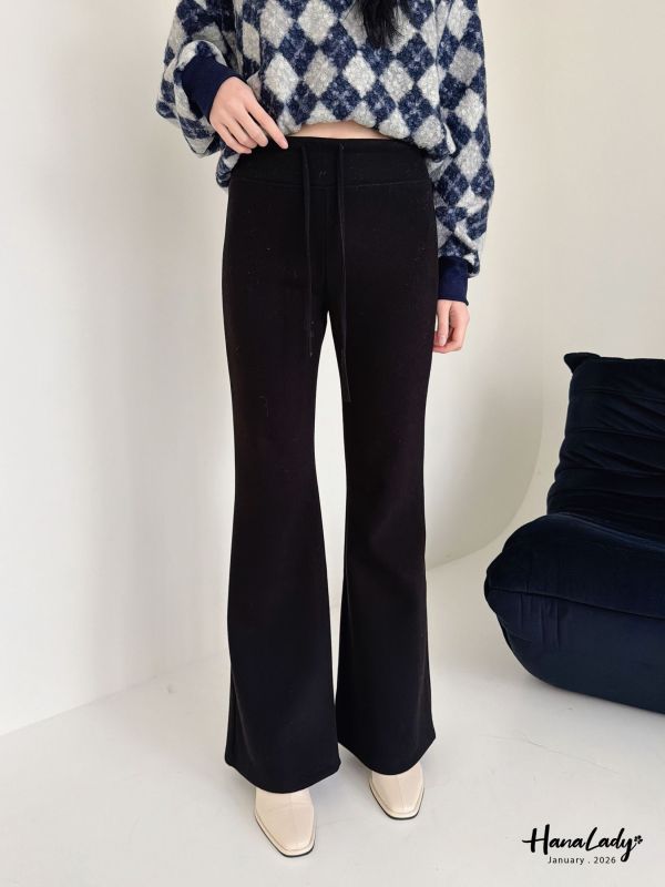 LEB10 暖呼呼微厚棉絨休閒喇叭褲 