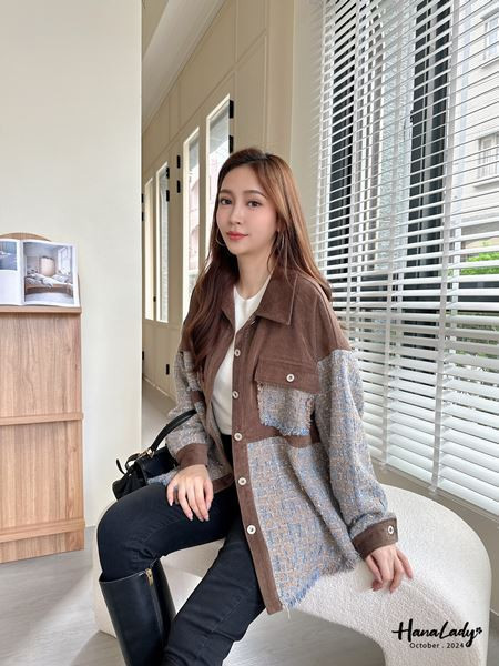 FTA87 銀線毛呢燈芯絨排釦衫 