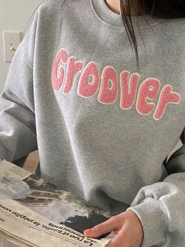 WQA02 配色羊羔毛字母刷毛T 