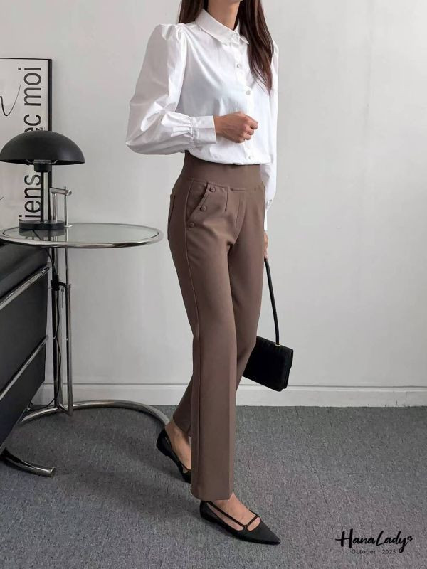 WTA21 收腹設計雙扣西裝褲 