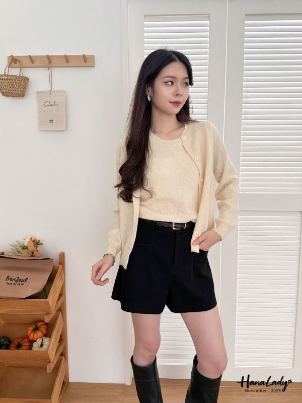 WJB12 低調細閃兩件式針織上衣 