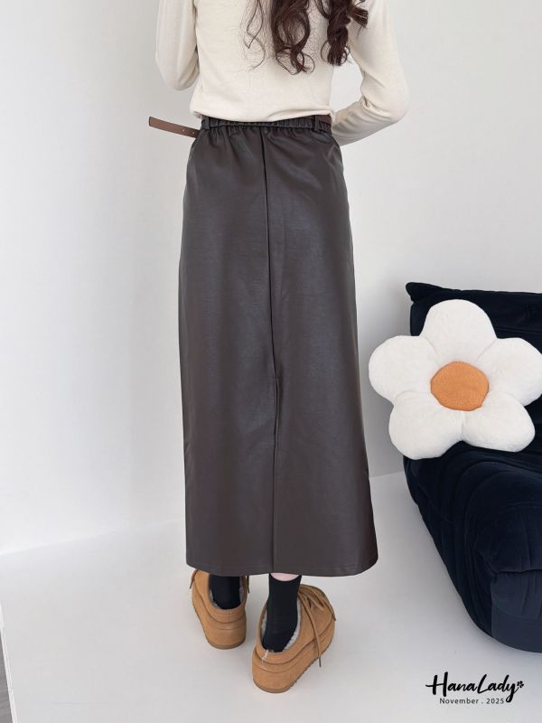 WJA14 超美簡約百搭皮長裙 