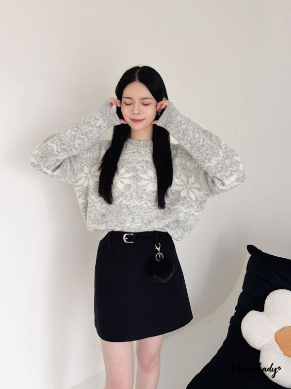 LEA93 冬季混線雪花針織上衣 