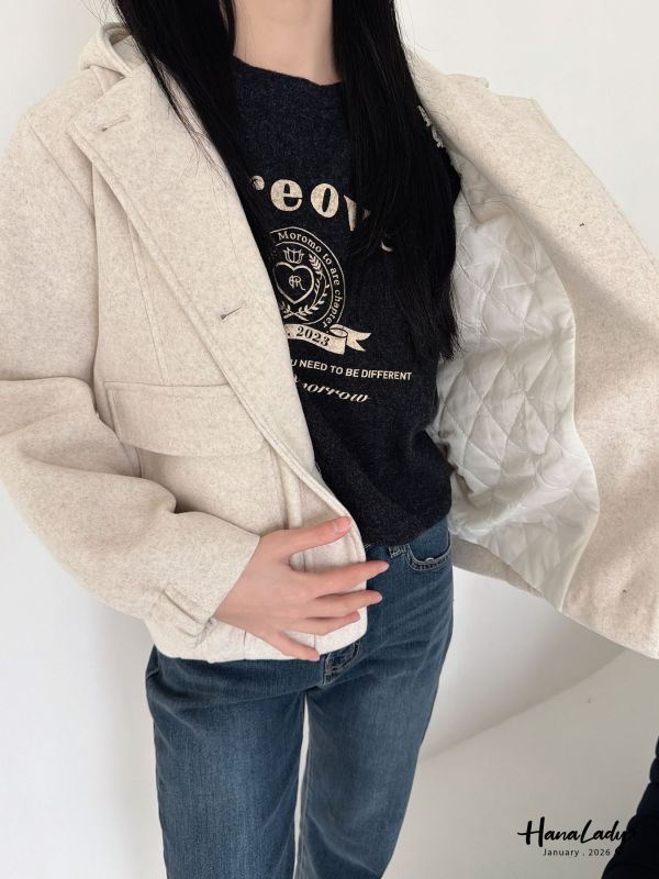 LEA53 大口帶休閒連帽微鋪棉外 