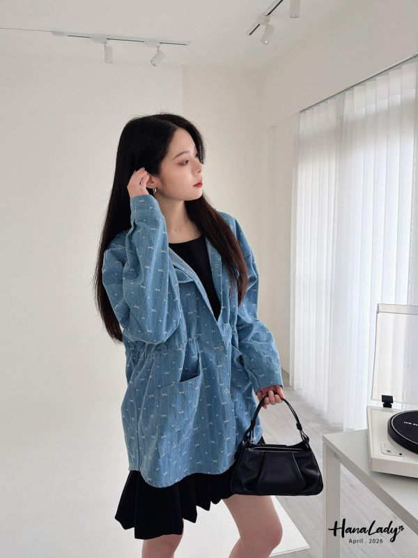 LFA41 俏皮刺繡蝴蝶結愛心丹寧外 