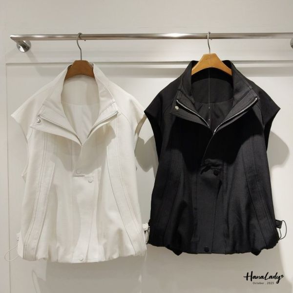 WTB35 必收俐落翻領拉鍊背心 