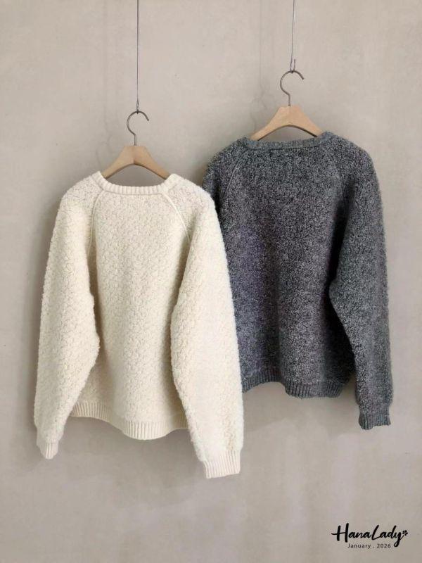 LEB03 百搭Q毛口袋針織排釦外 