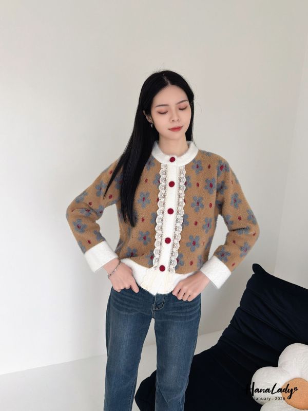 LEA05 復古日系超親膚花花上衣 