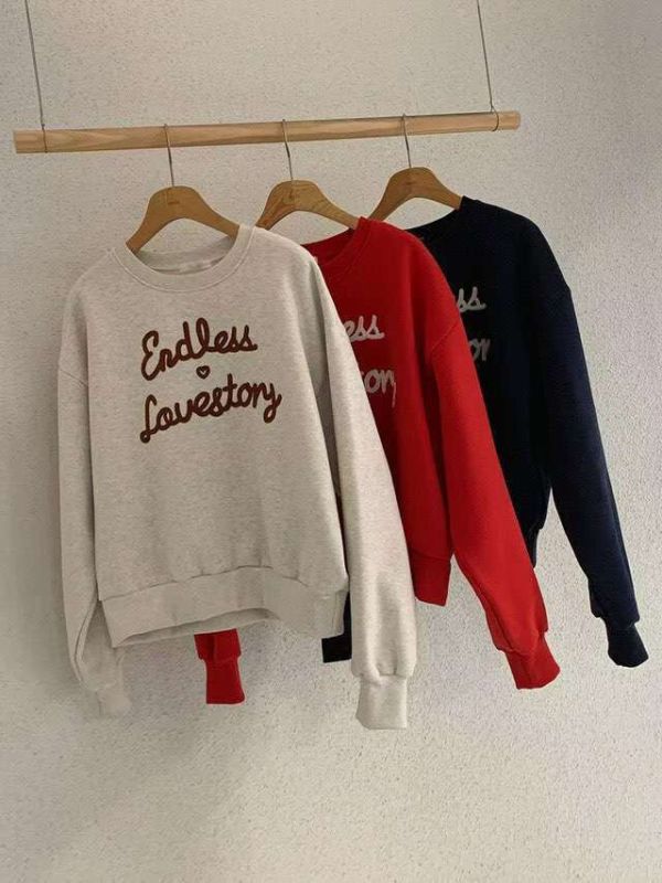 WQB09 立體刺繡愛心內刷毛T 