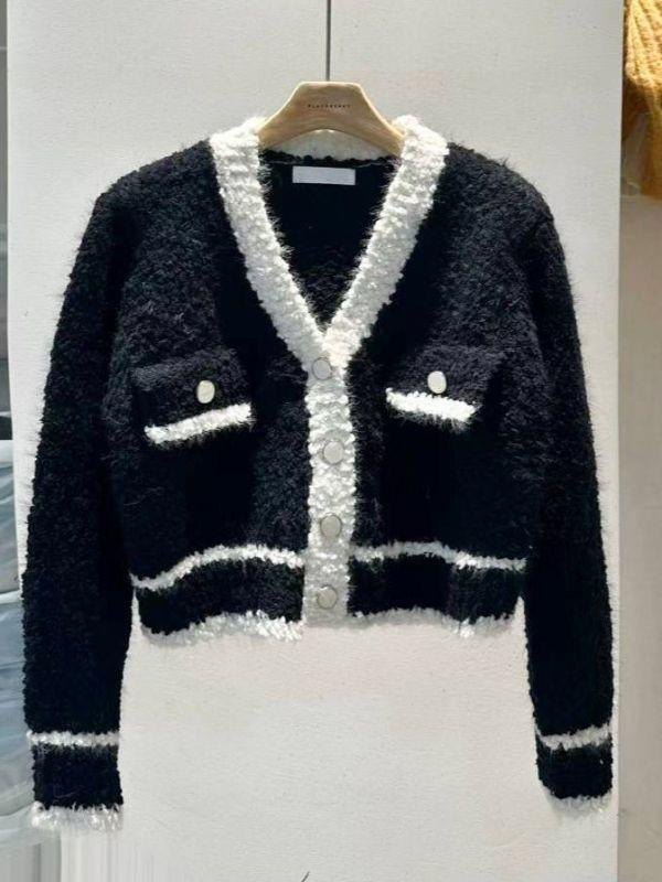 WQB73 小香風線條嫩Q針織上衣 