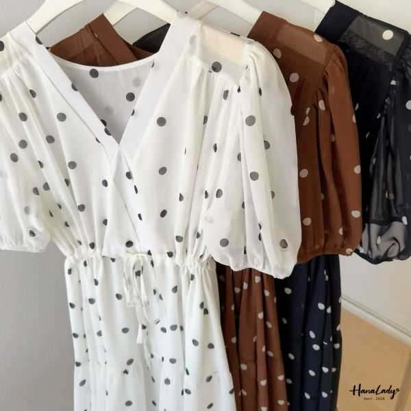 LFA22 復古點點雪紡長洋 