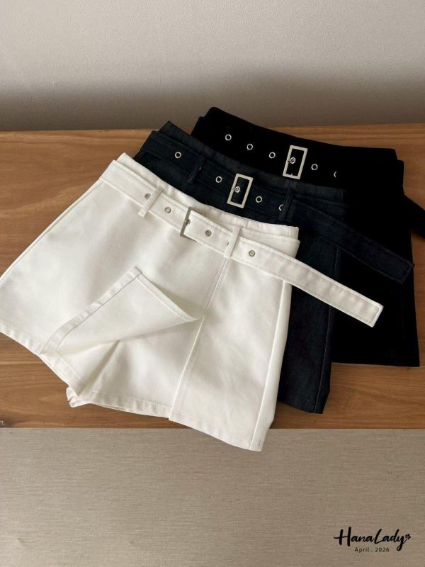 LFA46 簡約附腰帶百搭褲裙 