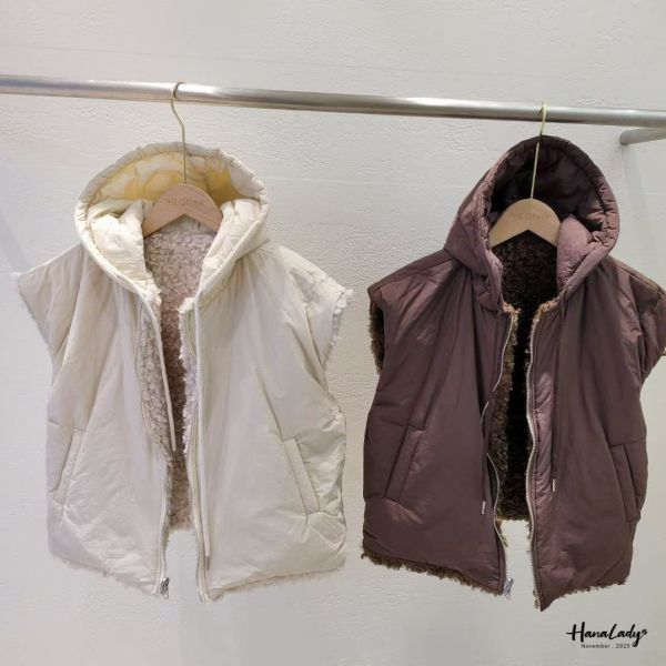 WJA19 正反兩穿短版連帽背心 