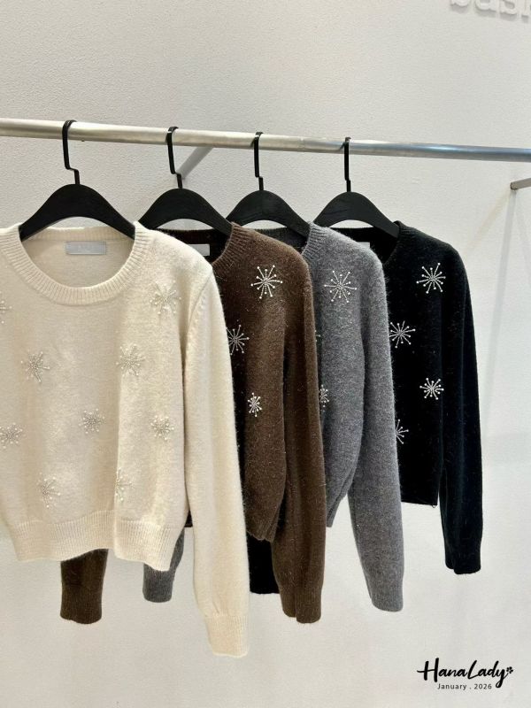 LEA51 雪花串珠銀蔥針織上衣 