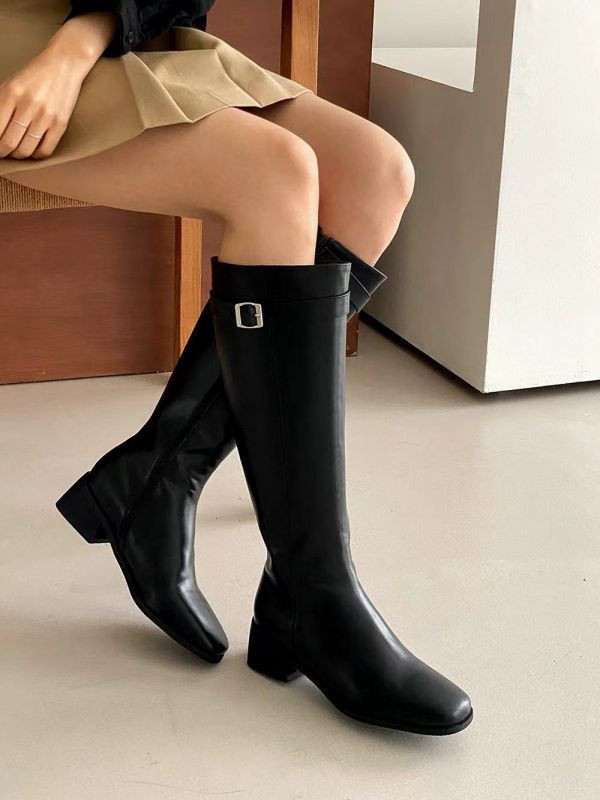 WQB53 經典簡約百搭釦帶長靴 