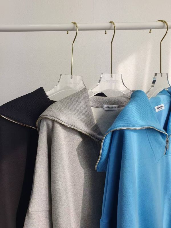 WQA67 簡約拉鍊內刷毛長版T 