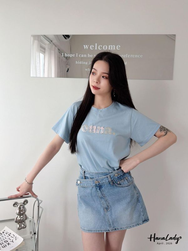 LFA27 毛呢燙銀涼感親膚棉T 