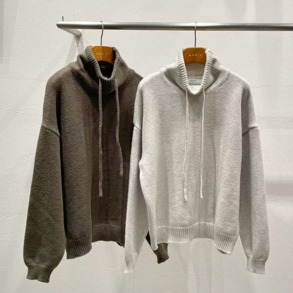 WQA76 抽繩高領混羊毛針織上衣 