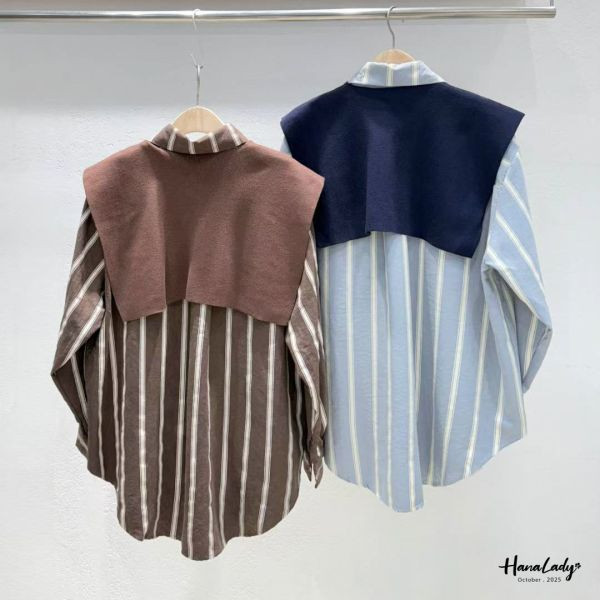 WTA13 超質感親膚披肩條紋衫 