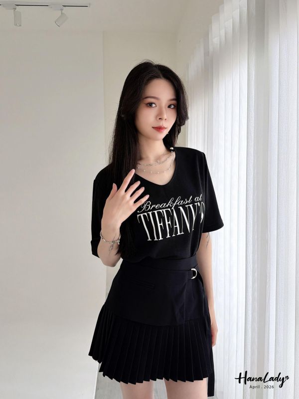 LFA13 珍珠鍊設計字母棉T 