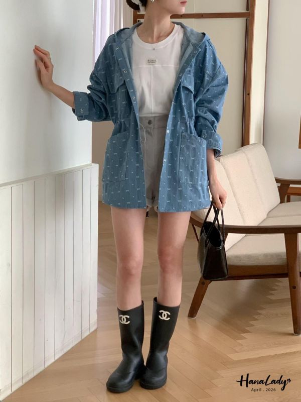 LFA41 俏皮刺繡蝴蝶結愛心丹寧外 