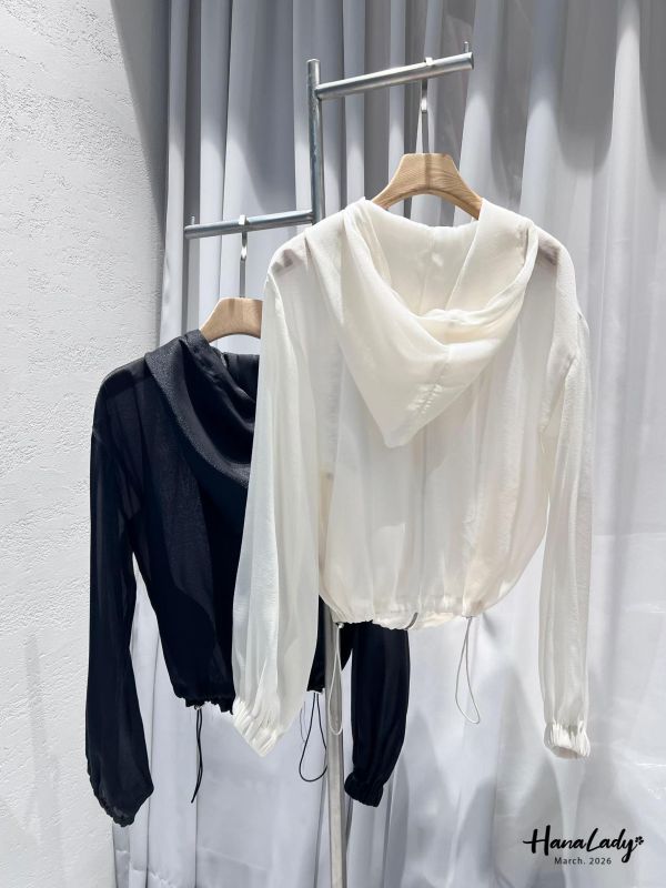 LFA01 高質感緞面紗連帽拉鍊外 