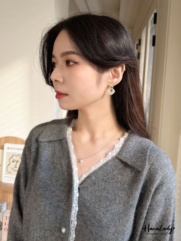 WQB49 純銀細鑽珍珠項鍊 