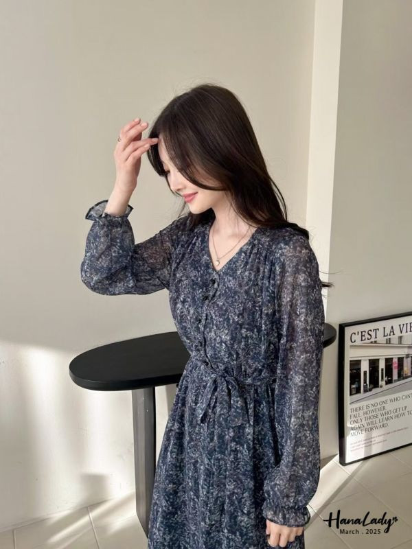 WSA51 仙女必備碎花綁帶長洋 