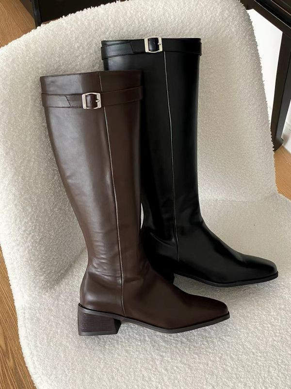 WQB53 經典簡約百搭釦帶長靴 