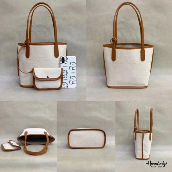 WSB22 極簡牛皮凡布包 