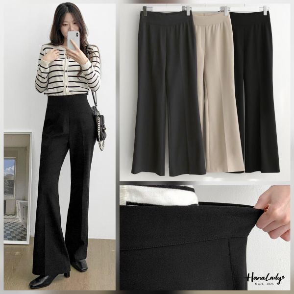 LSA59 必收簡約顯瘦喇叭褲 