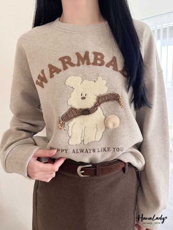 LEA36 超Q立體小狗棉絨親膚上衣 