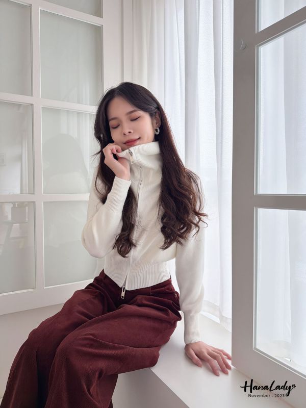 WJA64 超質感顯瘦收腰拉鍊上衣 