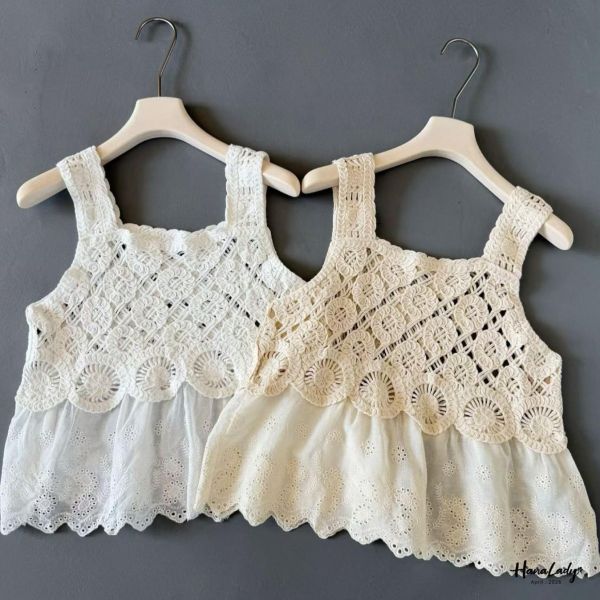 LFA23 小花編織刺繡背心 