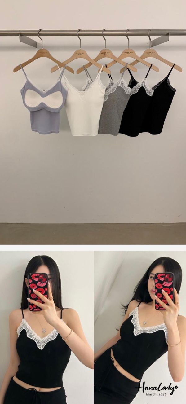 LSA45 蕾絲領滾邊BRATOP 