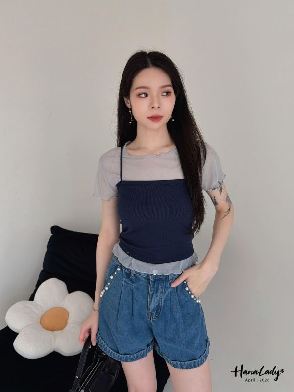 LFA44 兩件式甜美針織紗上衣 