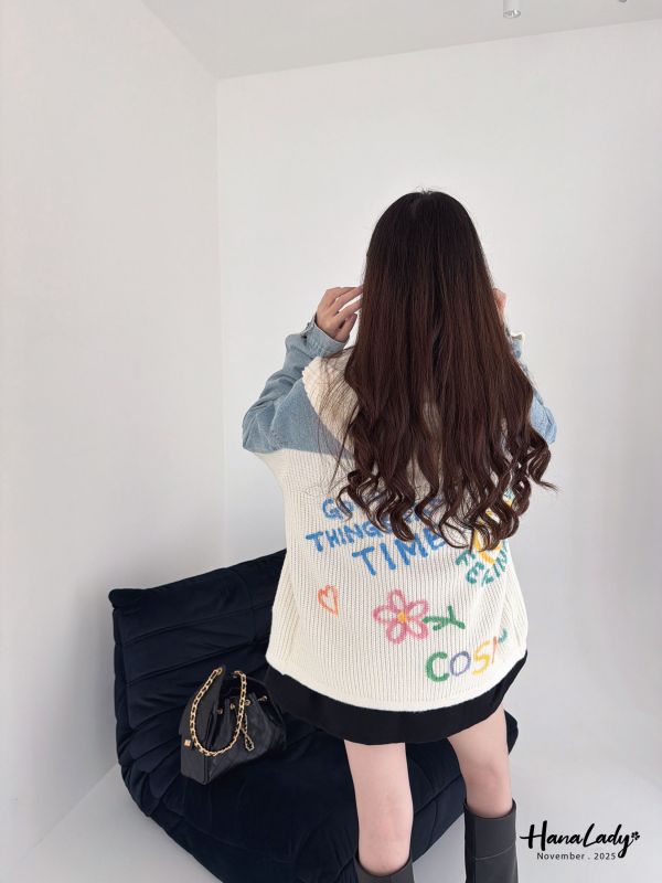 WJA78 街頭塗鴉風拼接單寧外 