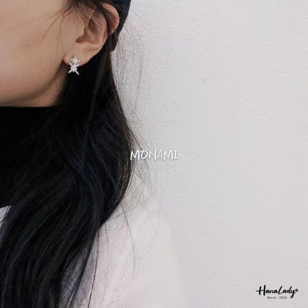 LSA69 雙星閃耀銀針耳環 
