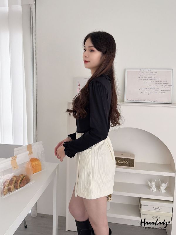 WJA30 簡約日系花邊領上衣 