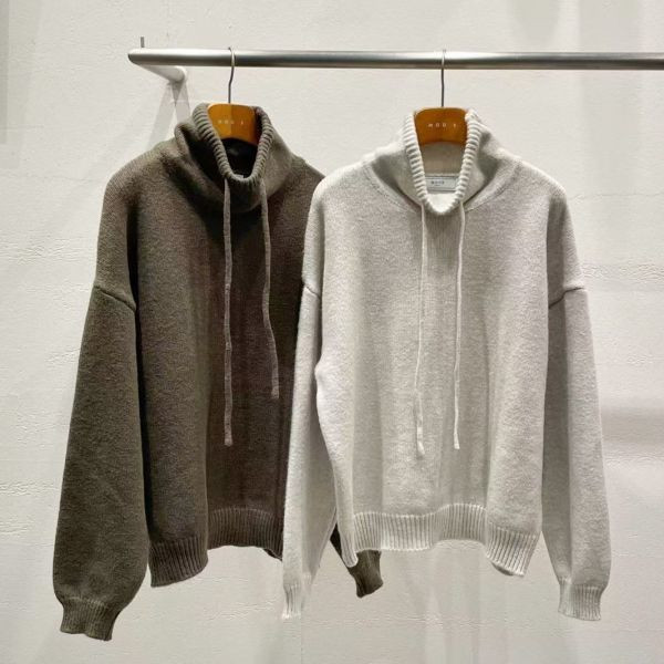 WQA76 抽繩高領混羊毛針織上衣 