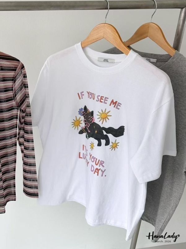 LSA02 時尚小黑貓棉質T 