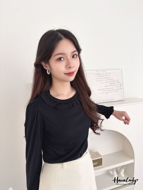 WJA30 簡約日系花邊領上衣 