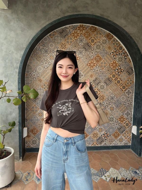 LFB10 玫瑰印花字母T 