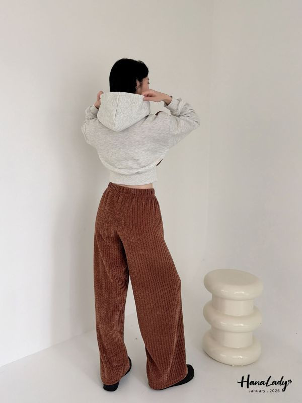 LEA98 絨布拼接內刷毛連帽套裝 