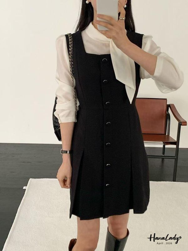 LFB11 簡約方領壓摺短洋 