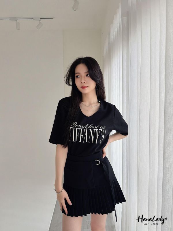 LFA13 珍珠鍊設計字母棉T 