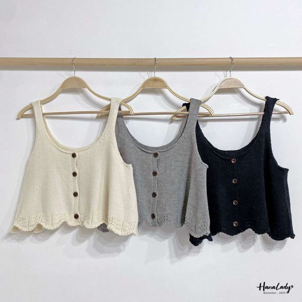 WJA44 可愛波浪擺針織背心 