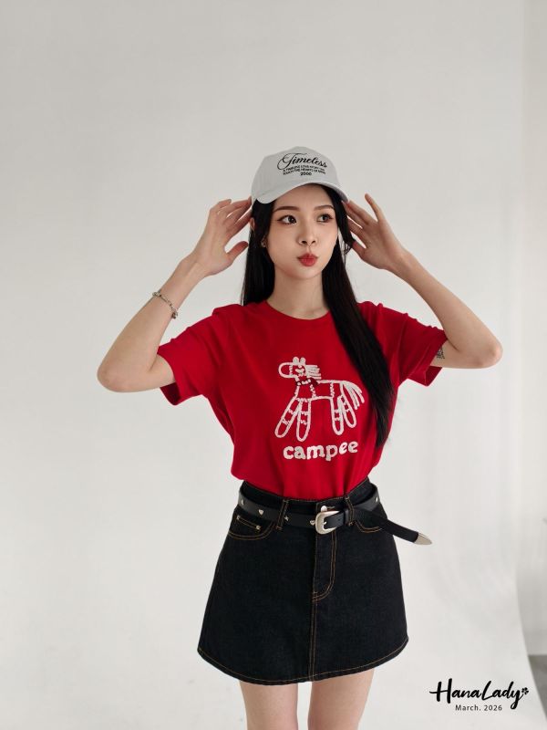 LSA25 親膚棉刺繡小馬奔跑T 