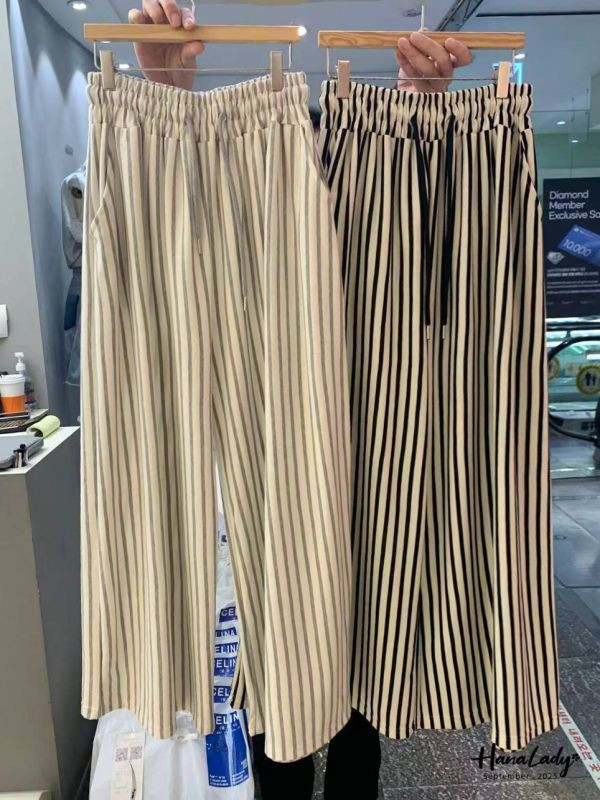 WKA53 休閒直條抽繩棉褲 