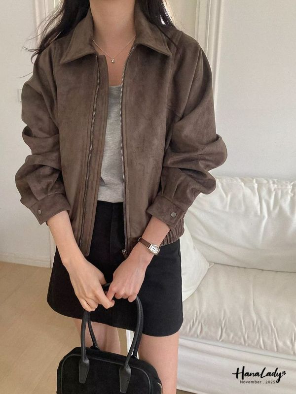 WJA63 率性麂皮拉鍊機車裝 